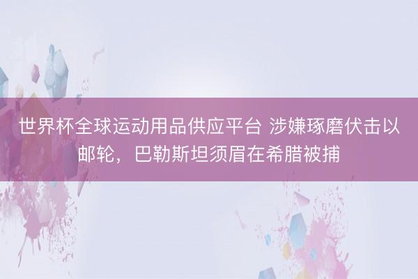 世界杯全球運動用品供應(yīng)平臺 涉嫌琢磨伏擊以郵輪，巴勒斯坦須眉在希臘被捕