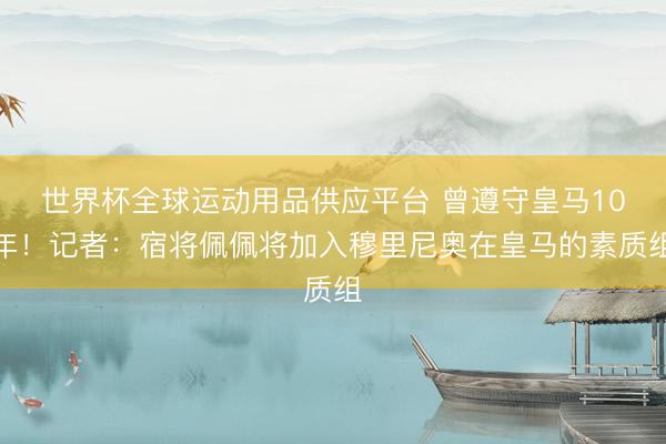 世界杯全球運(yùn)動用品供應(yīng)平臺 曾遵守皇馬10年！記者：宿將佩佩將加入穆里尼奧在皇馬的素質(zhì)組